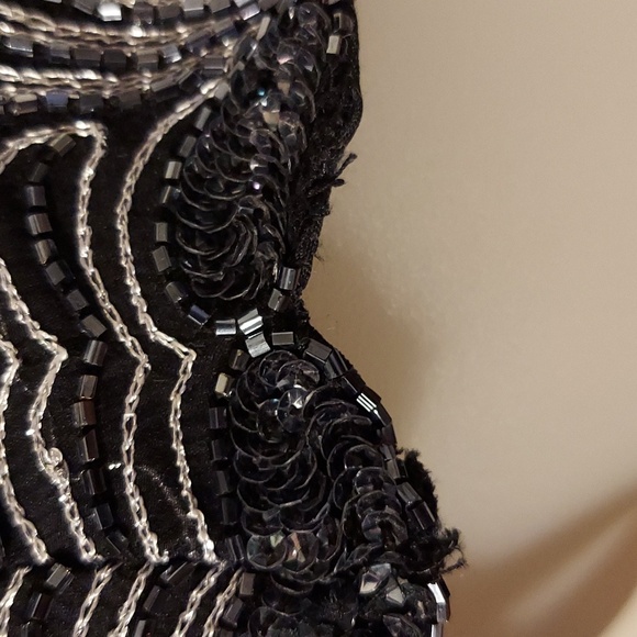 Vintage Papell Boutique Evening Black & Silver Beaded Trapeze Halter Top Size M - Picture 15 of 16